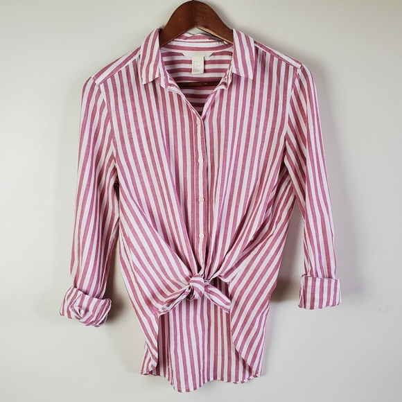 H&M striped button down shirt